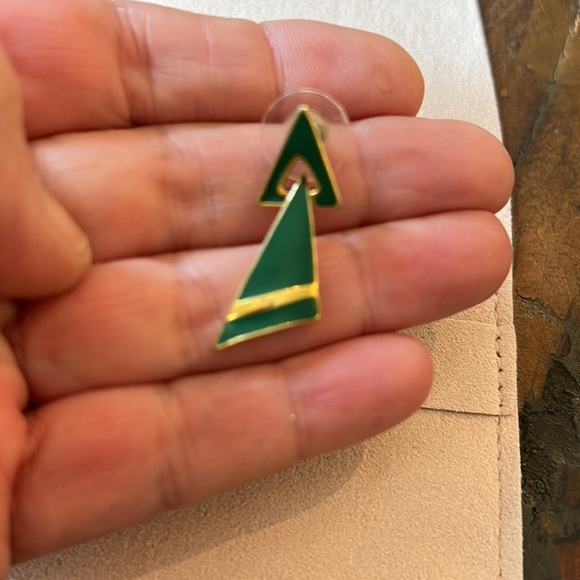 Vintage green and gold mod earrings - Picture 4 of 4